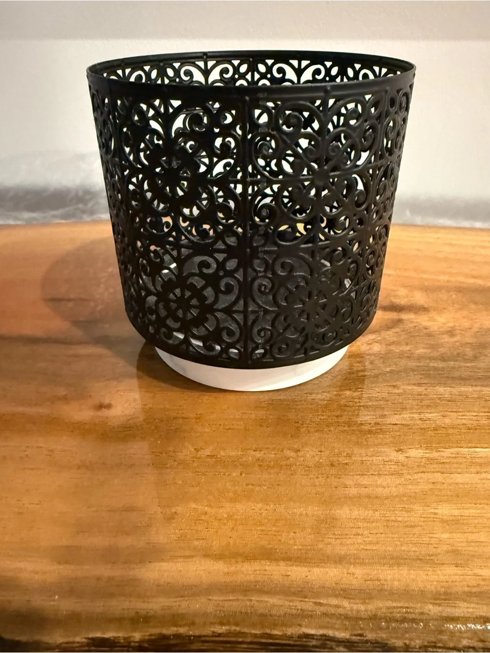 Black Ornate Metal Decorative Candle Holder